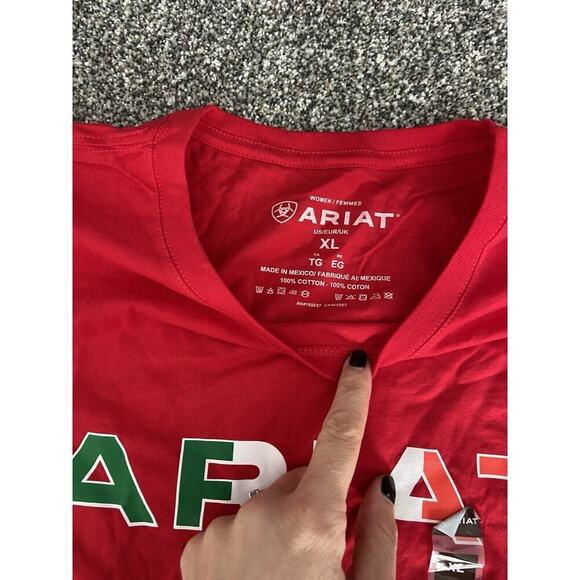 Women’s Ariat Red Mexico T-shirt Short Sleeve NWT Size XL Cotton - Picture 4 of 7